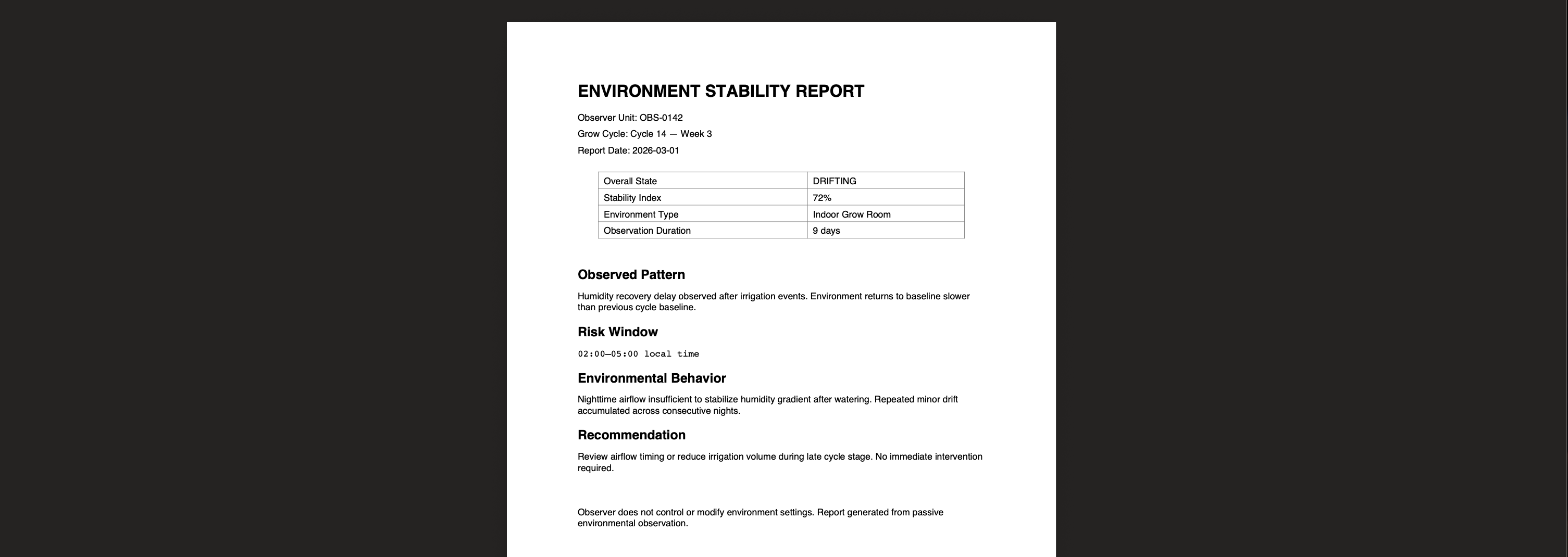 Observer stability report preview